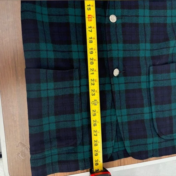 Pendleton Women’s Green & Blue 100% Virgin Wool Plaid Blazer - Picture 11 of 12